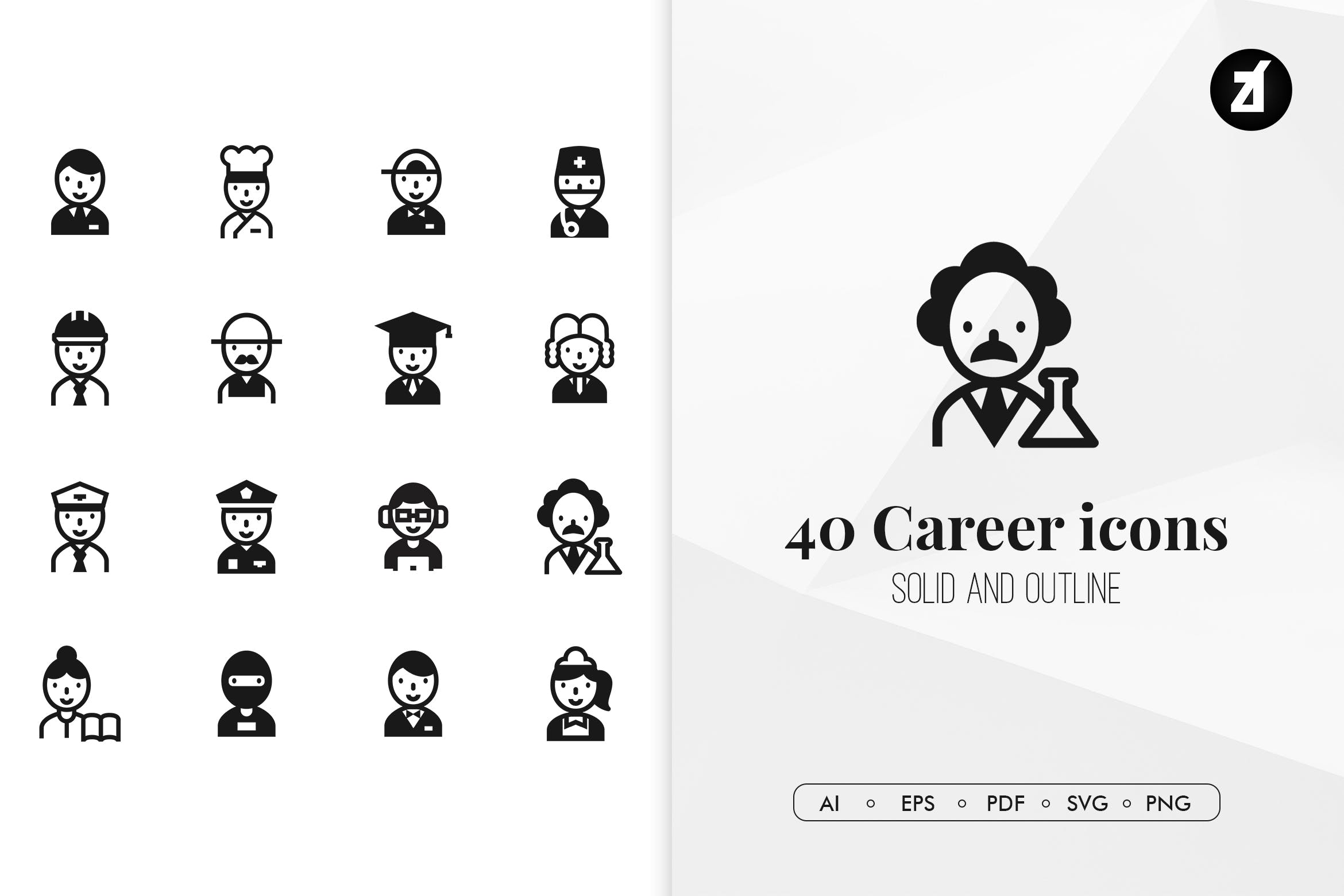 40个头像创意系列图标源文件下载40 Career minimal icons