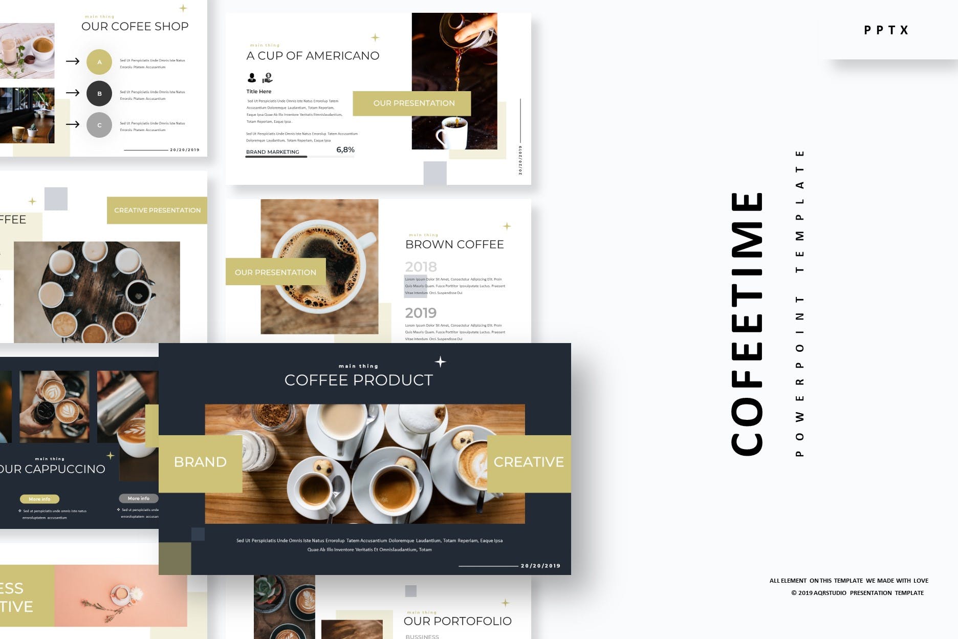 咖啡新品介绍PPT幻灯片模板Cofeetime Powerpoint Template