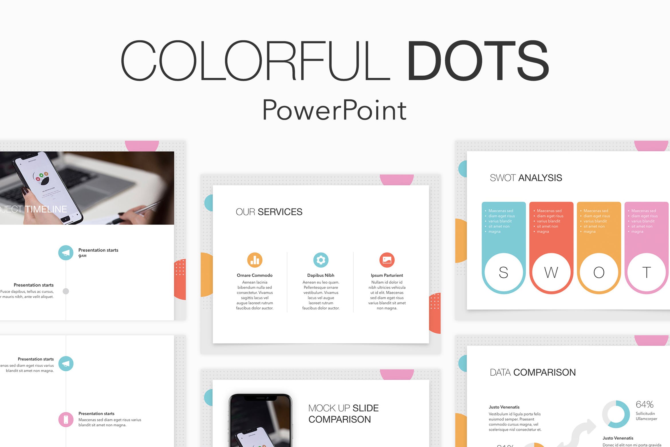 企业业绩季度汇报PPT幻灯片模板下载Colorful Dots PowerPoint Template