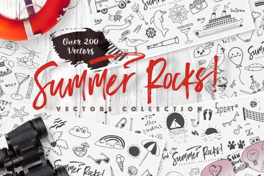 夏季主题元素装饰图案纹理下载Summer Rocks! Vectors Collection