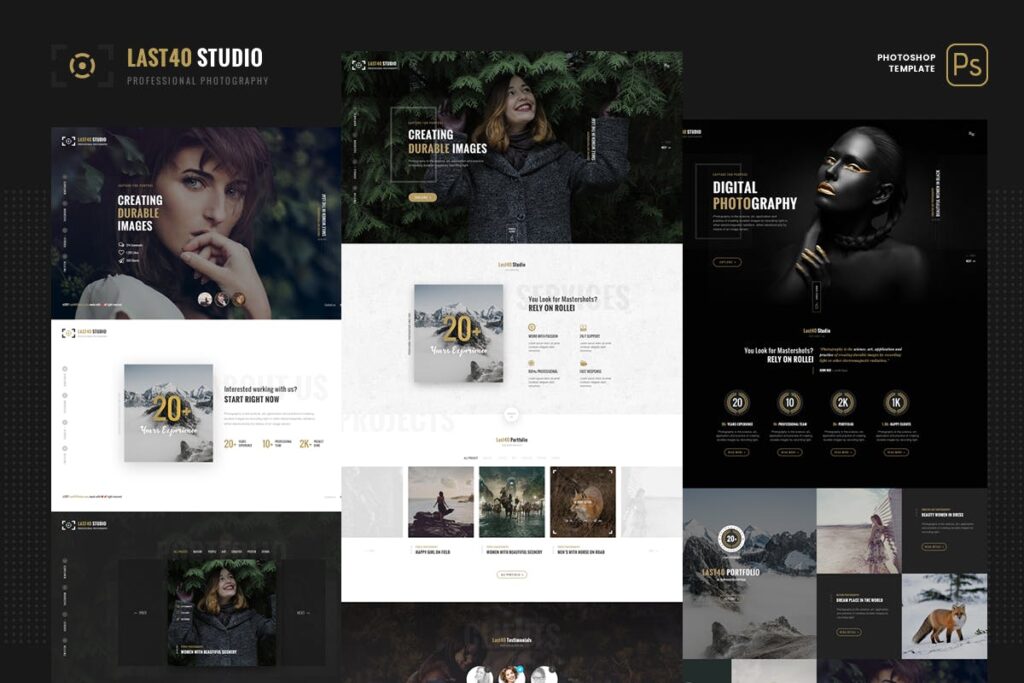 工作室创意组合网站PSD模板Last40 Studio Creative Portfolio PSD Template