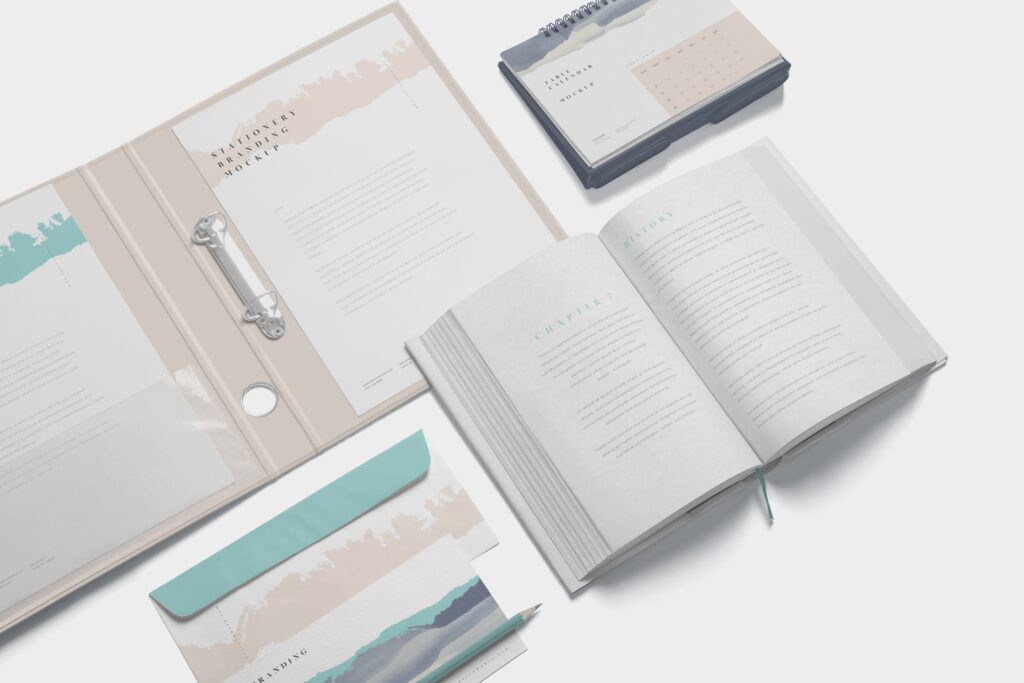 时尚行业办公文具品牌VI模型场景样机Stationery Branding Mockup Scenes