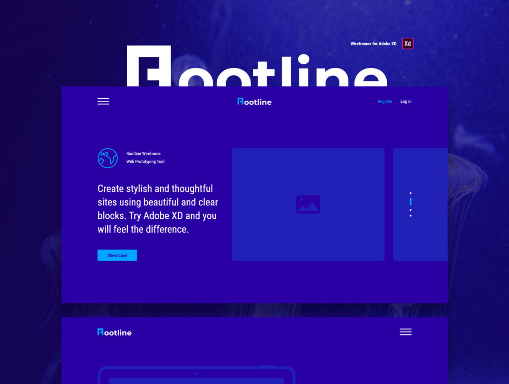 企业网站UI设计套件素材模板素材Rootline Wireframe UI Kit