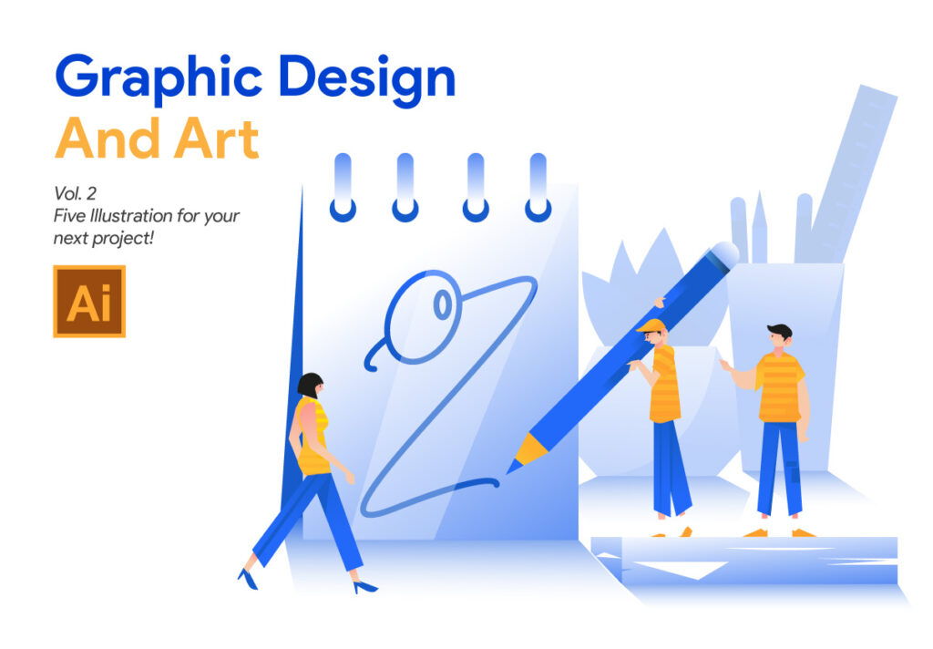 互联网网站插画素材/销售场景扁平插画素材下载Graphic Design and Art Vol 2