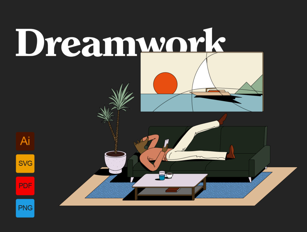 理想生活概念主题插画素材模板Dreamwork插图1