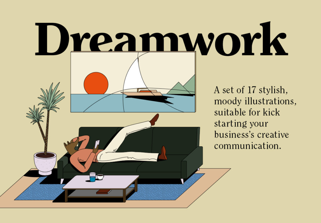 理想生活概念主题插画素材模板Dreamwork插图