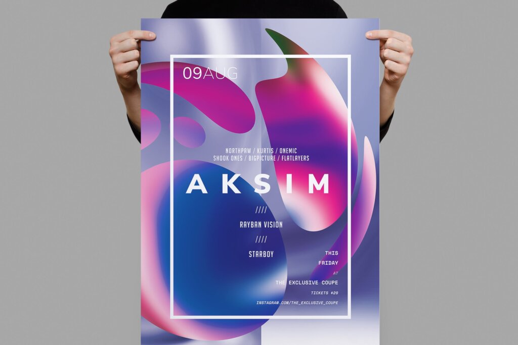 渐变肌理海报传单模板素材下载Aksim Poster Flyer Template