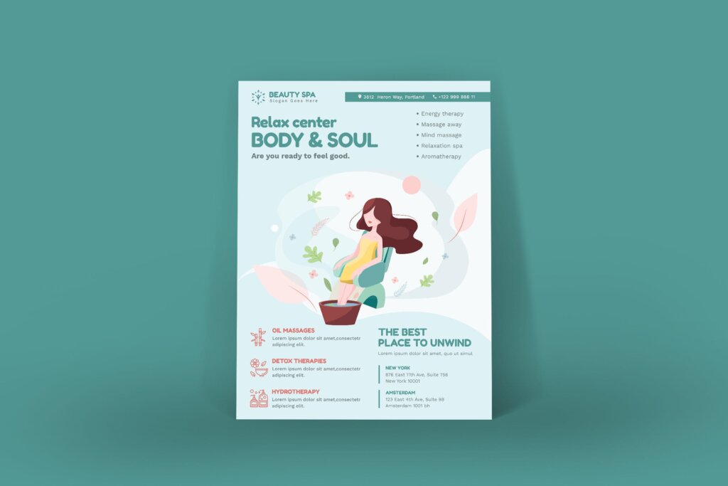 简约设计美容Spa产品介绍传单海报模板素材Beauty Spa Poster PSD Template