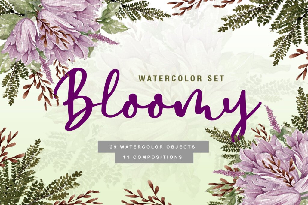 婚礼设计布艺装饰图案/布料装饰图案素材下载Bloomy Watercolor Collection