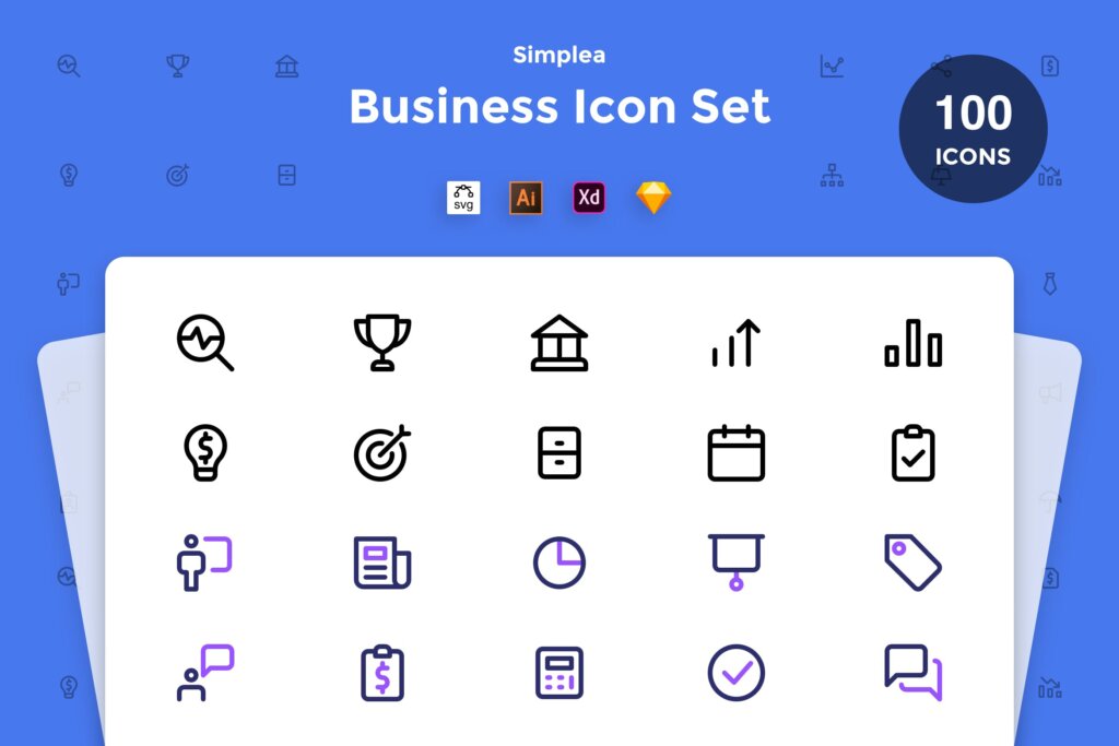 商务图标集素材线性图标素材模版Business Icon Set Simplea