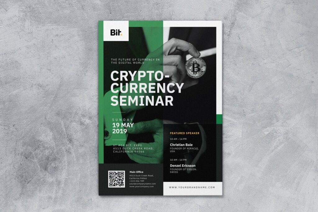 数字加密货币研讨会AI和PSD传单海报模板素材下载Crypto Currency Seminar AI and PSD Flyer Vol 1