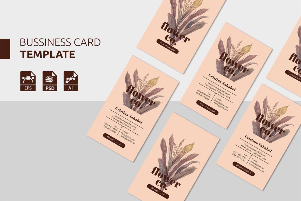 花店艺术家名片模板素材下载Florist Business Card