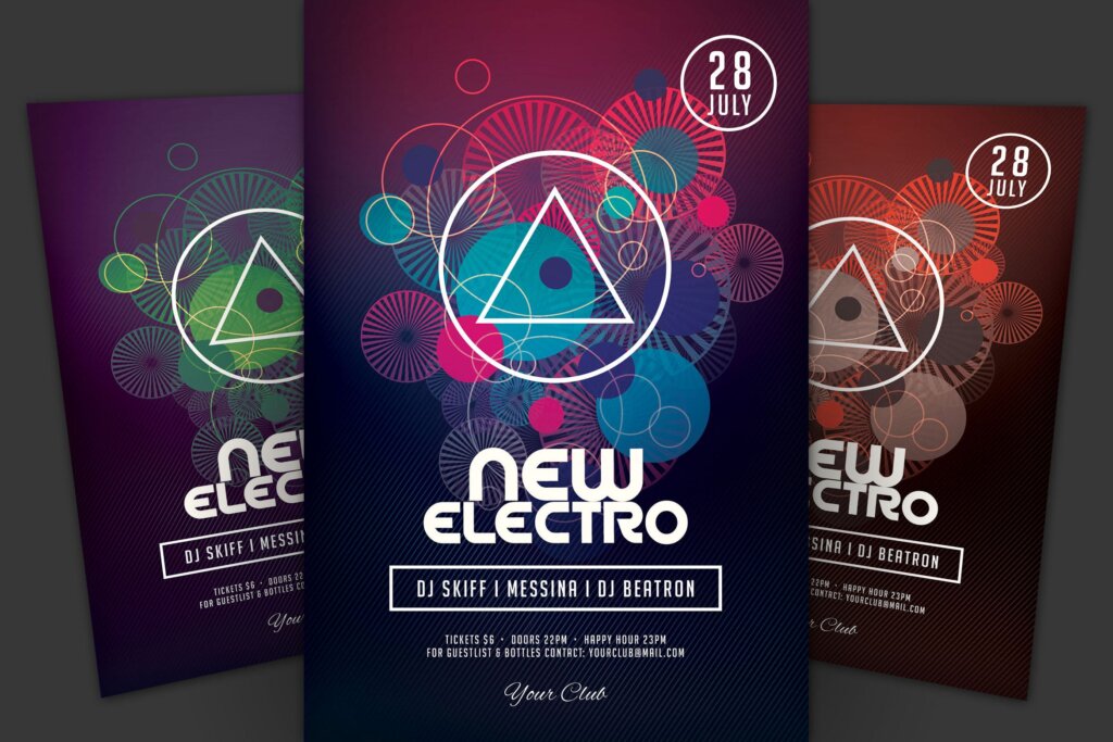 夜总会派对传单海报模板素材下载New Electro Flyer EXMVZPL插图