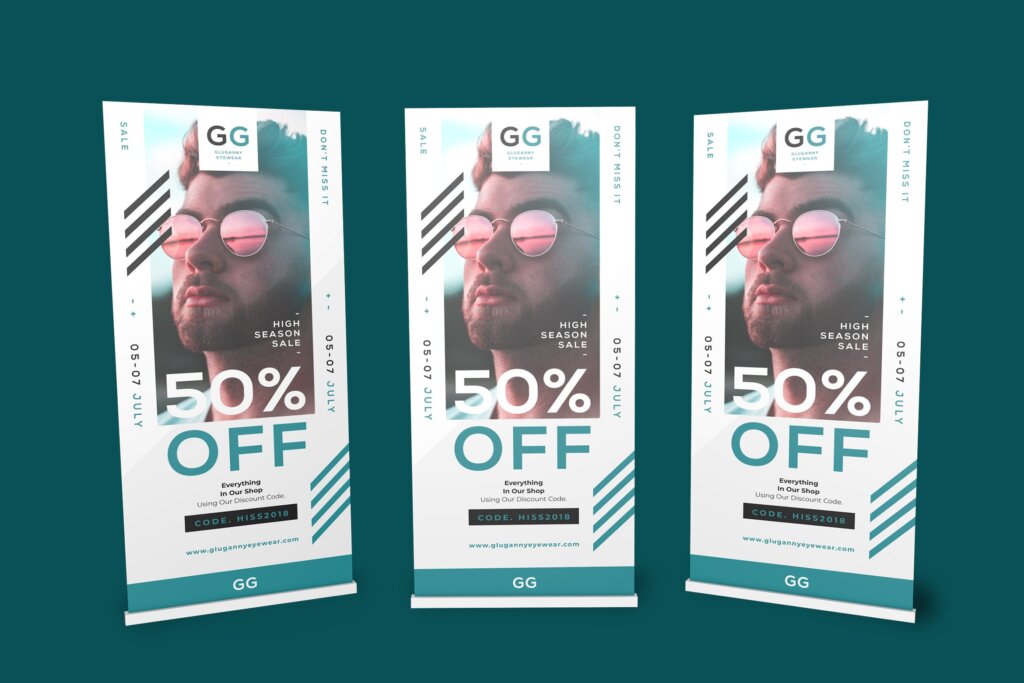 夏季促销海报易拉宝传单模板素材Roll Banner Fashion