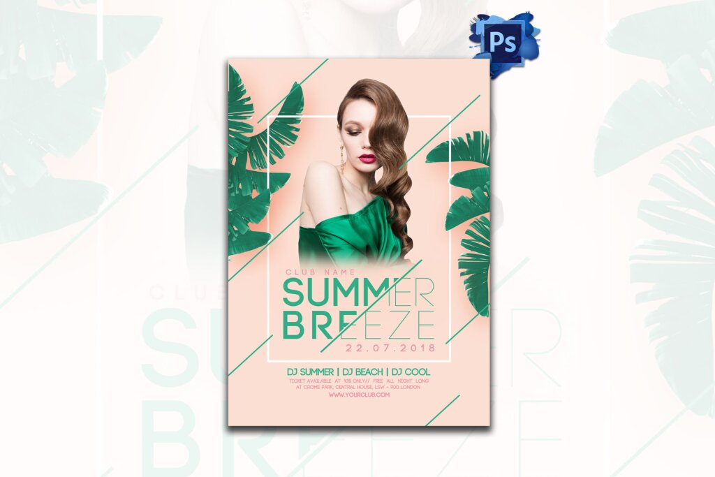 夏季微风聚会俱乐部传单海报素材下载