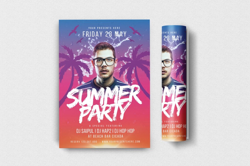 夏日派对传单海报模板素材Summer Party Flyer F6JYYJ