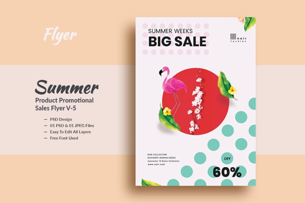 简约设计风格夏日促销海报传单模板素材Summer Product Promotional Sales Flyer V 5