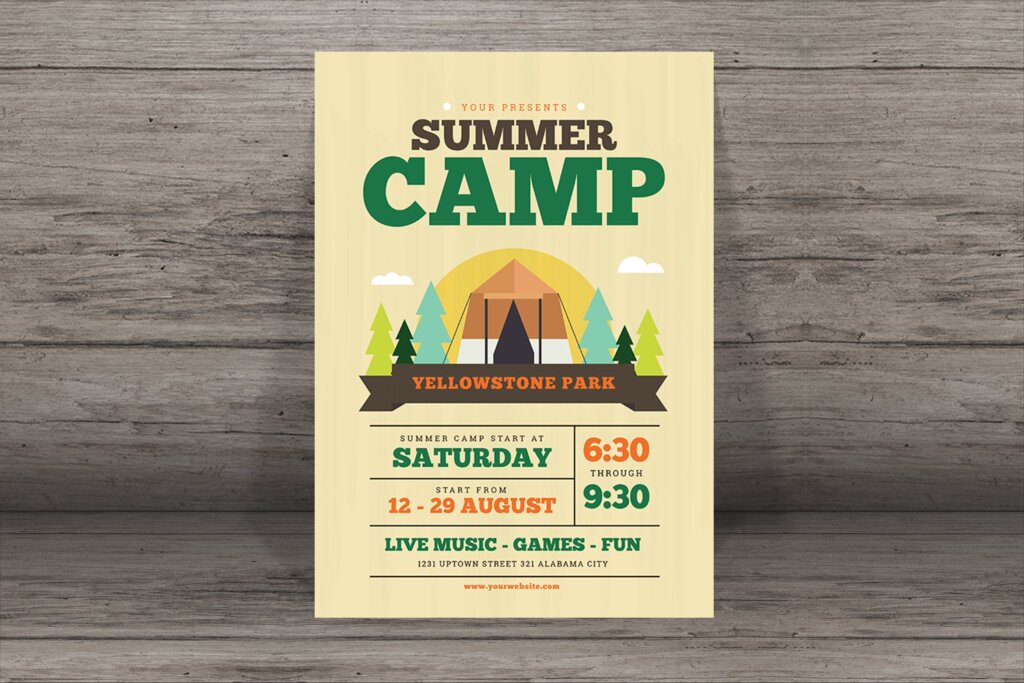 夏令营海报宣传单素材模板Summer camp flyer 3HGDSJ