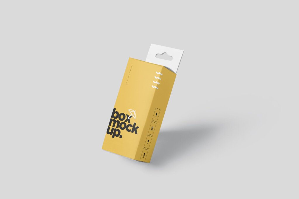 精致高端铅笔包装盒模板素材样机下载Box Mockup Set Small Rectangle Size with Hanger